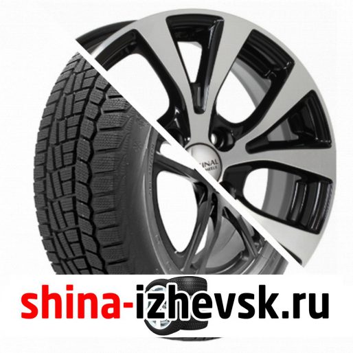 Колесо в сборе Viatti Brina зима (V-521) 185/65 R15 T 88 + СКАД KL-262 Hyundai Solaris 6xR15 4×100 ET48 DIA54.1 Черный глянцевый с полированной лицевой поверхностью в Ижевске